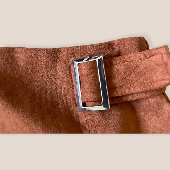 𝅺BAR iii Burnt Orange Cinnamon Buckle Detail Corduroy Like Material Mini Skirt - Picture 2 of 9